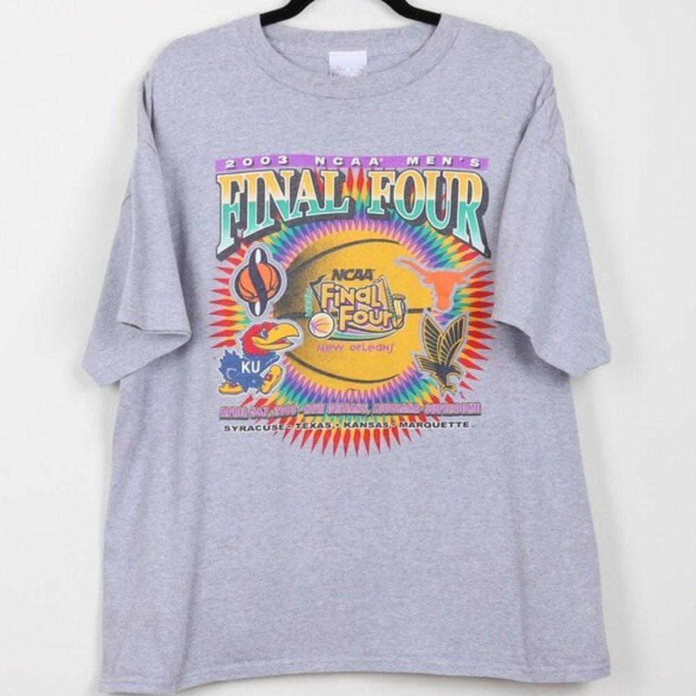 Y2K Final Four 2003 Ncaa Gray New Orleans Kansas Texa Shirt Tee - Picture 1 of 4